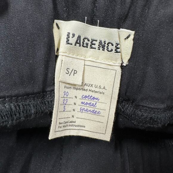 L'AGENCE NWT Rosalie High Rise Pedal Pusher Pant Crop Black Size S Elastic Waist - Picture 5 of 10